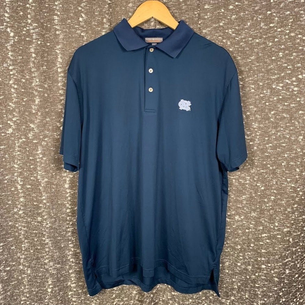 Peter Millar Summer Comfort UNC North Carolina Tar Heels Navy Polo Shirt Mens L